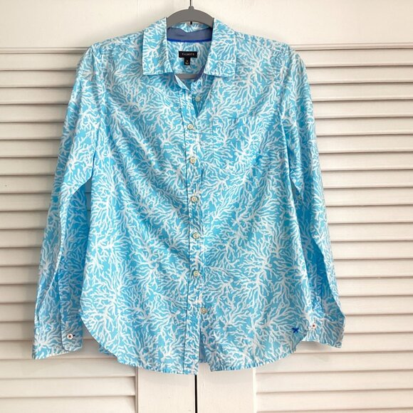 Talbots Blue Coral Button Down Semi Fitted Long Sleeve Casual Shirt Size S - Picture 1 of 8